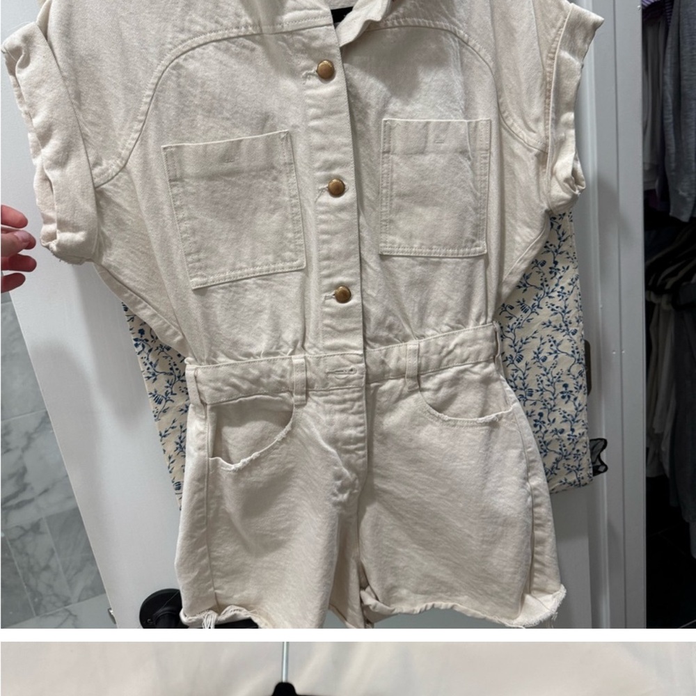 Zara Cream Button-Up Romper